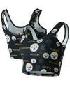 Concepts Sport Women's Black Pittsburgh Steelers Mosaic Allover Print Bralette In Black