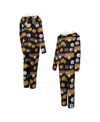 Concepts Sport Women's Black Pittsburgh Steelers Roadway Allover Print Microfleece Full-zip Union Suit In Black