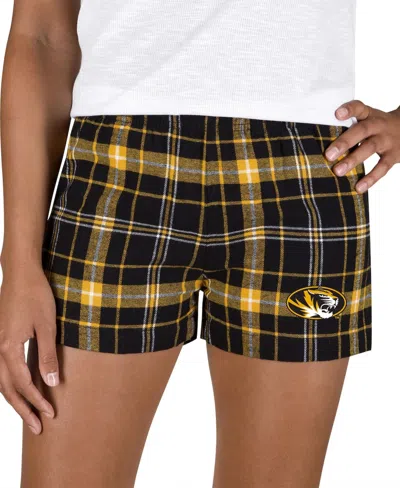 Concepts Sport Women's Black/gold Missouri Tigers Ultimate Flannel Shorts In Multi