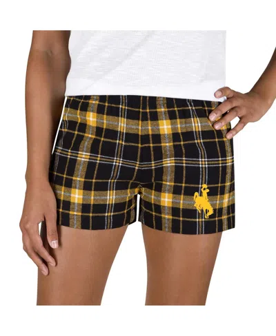 Concepts Sport Women's Black/gold Wyoming Cowboys Ultimate Flannel Shorts