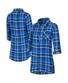 Concepts Sport Women's Blue Detroit Lions Laney Plaid Tri-blend Nightshirt In Multi