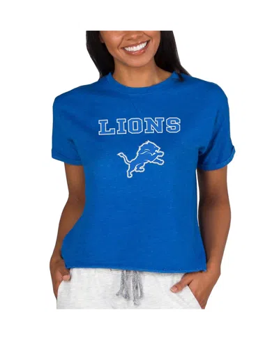 Concepts Sport Women's Blue Detroit Lions Tri-blend Mainstream Terry Short Sleeve Sweatshirt Top