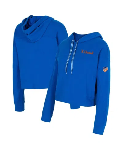 Concepts Sport Women's Blue Fc Cincinnati Elevation Tri-blend Long Sleeve Pullover Hoodie