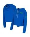 Concepts Sport Women's Blue Seattle Sounders Fc Elevation Tri-blend Long Sleeve Pullover Hoodie