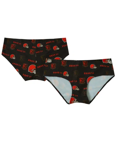 Concepts Sport Women's Brown Cleveland Browns Mosaic Allover Print Knit Panty In Black
