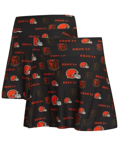 Concepts Sport Women's Brown Cleveland Browns Mosaic Allover Print Skort In Animal Print