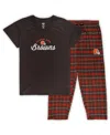 Concepts Sport Women's Brown Cleveland Browns Plus Size Badge T-shirt Flannel Pants Sleep Set In Brown