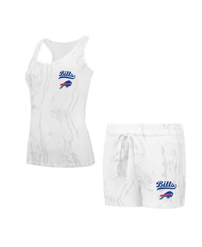 Concepts Sport Women's Buffalo Bills Quartz Hacci Knit Tank Top Shorts Sleep Set In White,gray