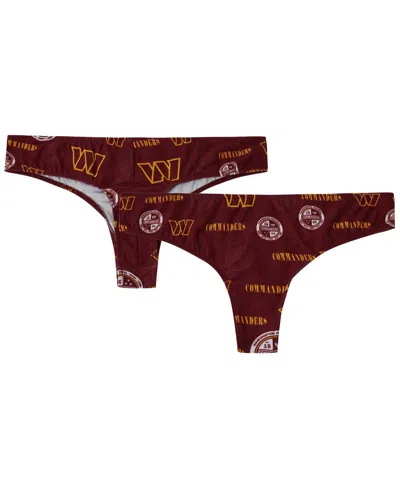 Concepts Sport Women's Burgundy Washington Commanders Mosaic All Over Print Thong In Brown