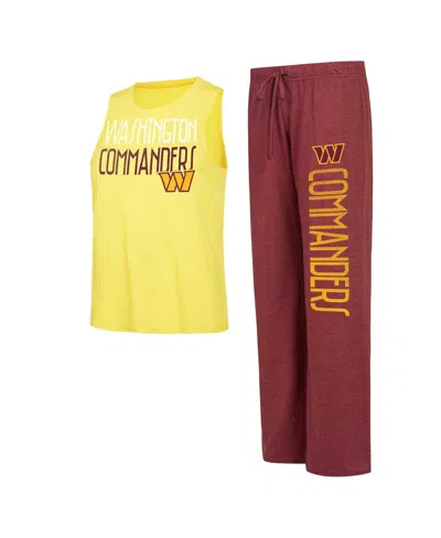 Concepts Sport Women's Burgundy/gold Washington Commanders Muscle Tank Top Pants Lounge Set In Burgundy,gold