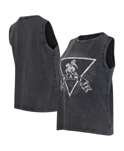 Concepts Sport Women's Charcoal Miami Hurricanes Distressed Market French Terry Tank Top In Gray