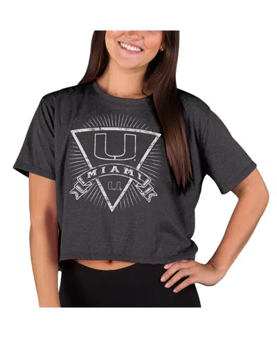 Concepts Sport Women's Charcoal Miami Hurricanes Quest Knit Crop Top In Gray