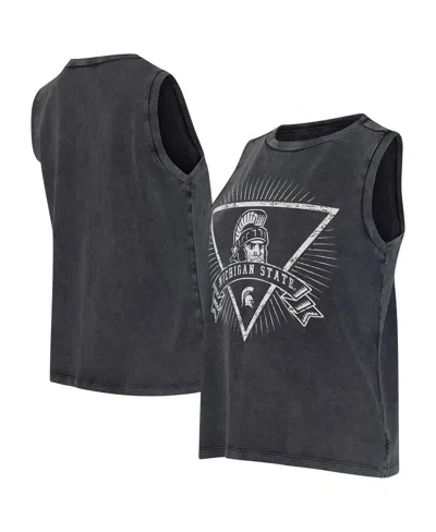 Concepts Sport Women's Charcoal Michigan State Spartans Distressed Market French Terry Tank Top In Gray