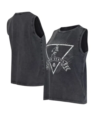 Concepts Sport Women's Charcoal Ohio State Buckeyes Distressed Market French Terry Tank Top In Gray