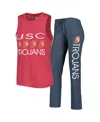 Shop Concepts Sport Women's Charcoal/cardinal Usc Trojans Tank Top Pants Sleep Set In Charcoal,cardinal