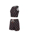 Concepts Sport Women's Cincinnati Bengals Gauge Allover Print Cropped Tank Top Shorts Sleep Set In Black