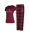 Concepts Sport Women's Colorado Avalanche Vector T-shirt Pants Sleep Set In Burgundy,black
