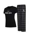 Concepts Sport Women's  Black, Gray Chicago White Sox Arctic T-shirt And Flannel Pants Sleep Set In Black,gray