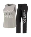 Concepts Sport Women's  Black, Gray Chicago White Sox Meter Muscle Tank Top And Pants Sleep Set In Black,gray