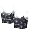 Concepts Sport Women's  Black Las Vegas Raiders Breakthrough Allover Knit Lounge Bralette In Black