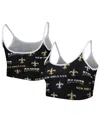 Concepts Sport Women's  Black New Orleans Saints Breakthrough Allover Knit Lounge Bralette In Black