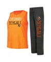 Concepts Sport Women's  Black, Orange Distressed Cincinnati Bengals Muscle Tank Top And Pants Lounge In Black,orange