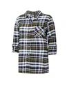 Concepts Sport Women's  Black Pittsburgh Penguins Mainstay Flannel Full-button Three-quarter Sleeve N In Black