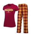 Concepts Sport Women's  Burgundy, Gold Washington Commanders Badge T-shirt And Pants Sleep Set In Burgundy,gold