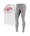 Concepts Sport Women's  Charcoal, White Oklahoma Sooners Tank Top And Leggings Sleep Set In Charcoal,white