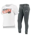 Concepts Sport Women's  Charcoal, White Philadelphia Flyers Resurgence Slub Burnout Raglan T-shirt An In Charcoal,white