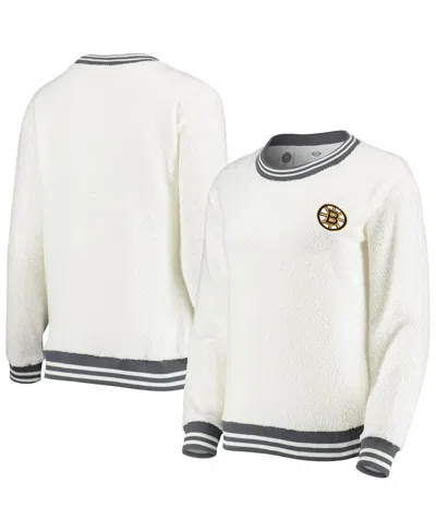 Concepts Sport Women's  Cream And Charcoal Boston Bruins Granite Sherpa Pullover Sweatshirt In Cream,charcoal
