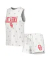Concepts Sport Cream Oklahoma Sooners Agenda Stars Tank Top And Shorts Sleep Set In Cream