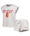 Concepts Sport Women's  Cream Usc Trojans Montana T-shirt And Shorts Sleep Set In Cream