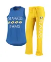 Concepts Sport Women's  Gold, Royal Los Angeles Rams Muscle Tank Top And Pants Sleep Set In Gold,royal