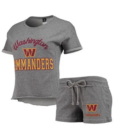 Concepts Sport Women's  Gray Washington Commanders Mainstream Tri-blend T-shirts And Shorts Lounge Se
