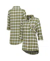 CONCEPTS SPORT WOMEN'S CONCEPTS SPORT GREEN GREEN BAY PACKERS SIENNA PLAID FULL-BUTTON LONG SLEEVE NIGHTSHIRT