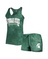 Concepts Sport Green Michigan State Spartans Billboard Tie-dye Tank And Shorts Sleep Set In Green