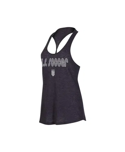 CONCEPTS SPORT WOMEN'S CONCEPTS SPORT HEATHER CHARCOAL USWNT RADIANT TWIST BACK SCOOP NECK TANK TOP