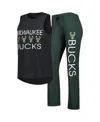 Concepts Sport Women's  Hunter Green, Black Milwaukee Bucks Team Tank Top And Pants Sleep Set In Hunter Green,black