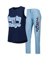 Concepts Sport Women's  Light Blue, Navy Tampa Bay Rays Wordmark Meter Muscle Tank Top And Pants Slee In Light Blue,navy