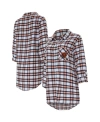 Concepts Sport Women's  Navy Chicago Bears Sienna Plaid Full-button Long Sleeve Nightshirt In Navy
