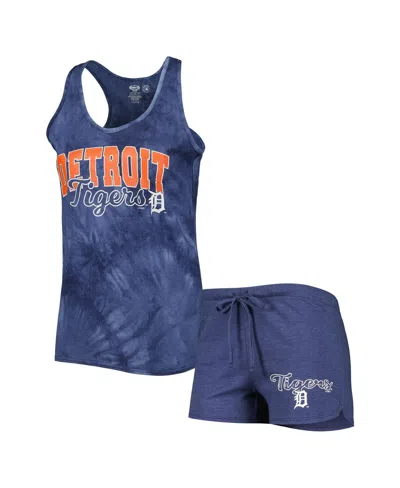 Concepts Sport Women's  Navy Detroit Tigers Billboard Racerback Tank Top And Shorts Sleep Set