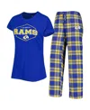 Concepts Sport Women's  Navy, Gold Los Angeles Rams Badge T-shirt And Pants Sleep Set In Navy,gold