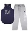Concepts Sport Women's  Navy, Heather Gray New York Yankees Plus Size Meter Tank Top And Pants Sleep In Navy,heather Gray