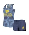 Concepts Sport Women's  Navy Notre Dame Fighting Irish Billboard Tie-dye Tank Top And Shorts Set In Navy