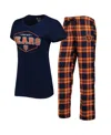 Concepts Sport Navy/orange Chicago Bears Badge T-shirt & Pants Sleep Set In Navy,orange