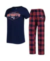 Concepts Sport Women's  Navy, Red New England Patriots Badge T-shirt And Pants Sleep Set In Navy,red