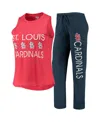 Concepts Sport Women's  Navy, Red St. Louis Cardinals Meter Muscle Tank Top And Pants Sleep Set In Navy,red