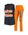 Concepts Sport Women's  Orange, Black San Francisco Giants Wordmark Meter Muscle Tank Top And Pants S In Orange,black