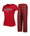 Concepts Sport Women's  Red, Pewter Tampa Bay Buccaneers Badge T-shirt And Pants Sleep Set In Red,pewter